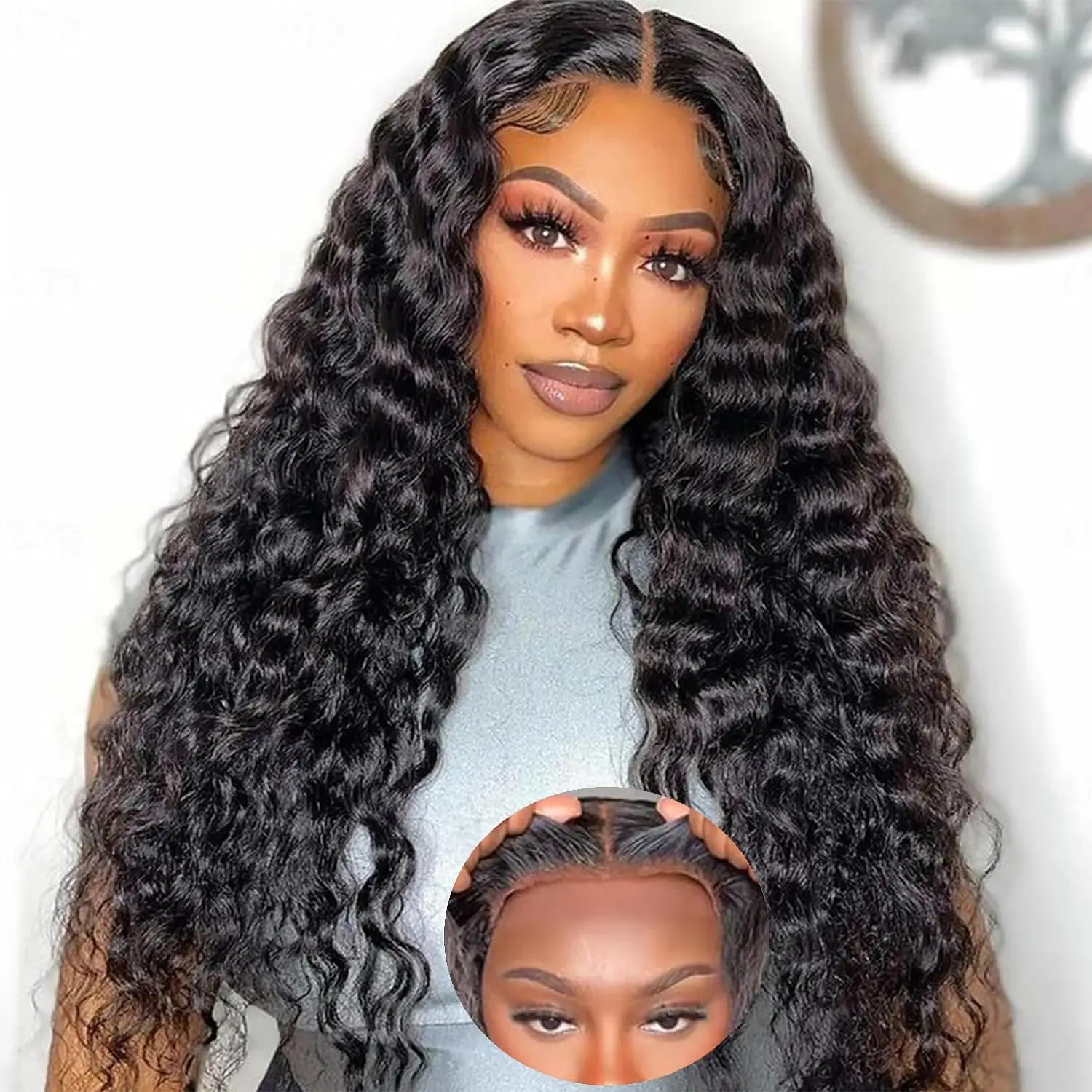 Wear And Go Glueless Human Hair Wig Deep Wave 4x4 5X5 Pre Cut Hd Lace Closure Wig 180% Density Deep Wave Curly Glueless Wigs