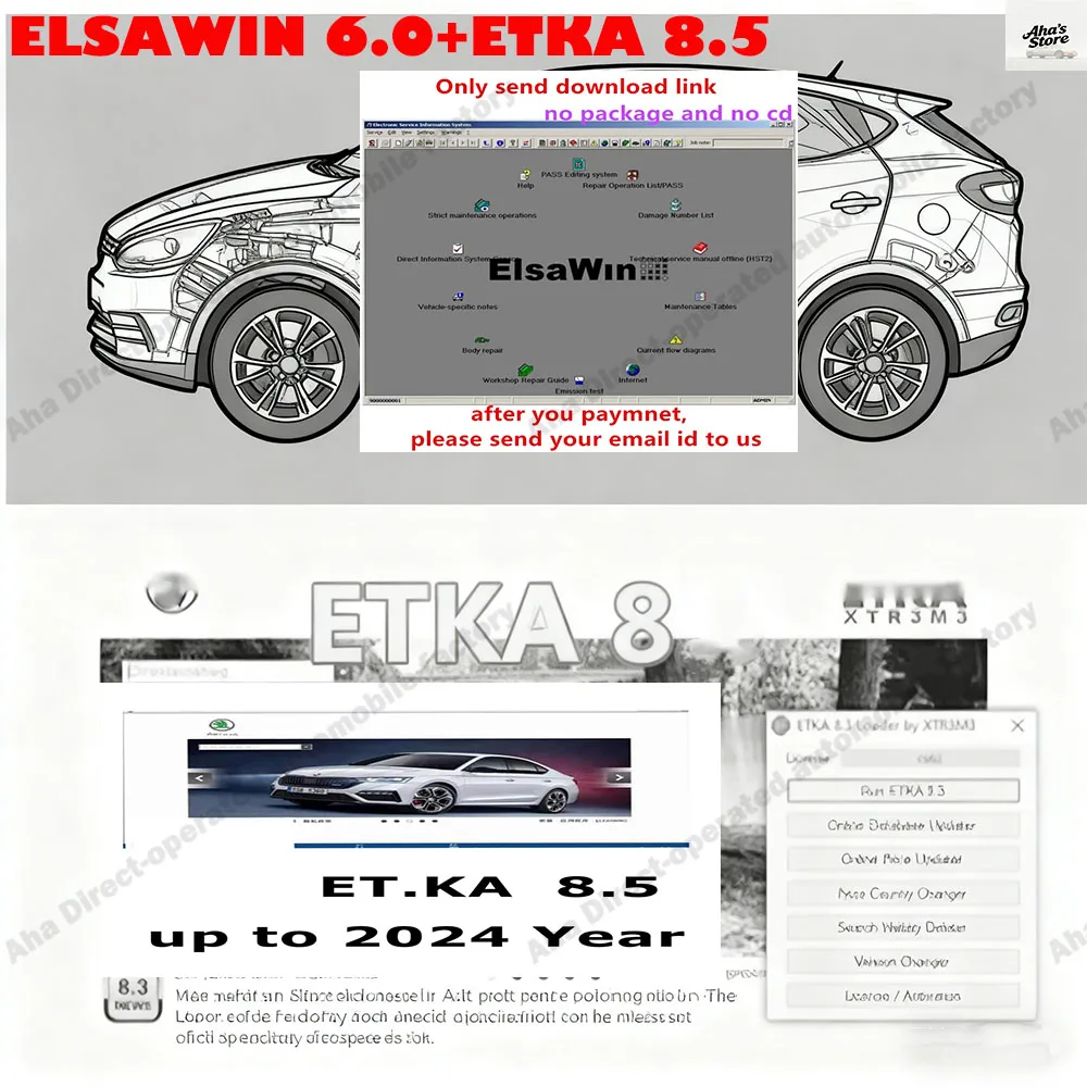 

Elsawin 6.0 + Etka 8.5 Latest obd2 scanner Software vehicle electronic parts catalog, suitable for European American car models