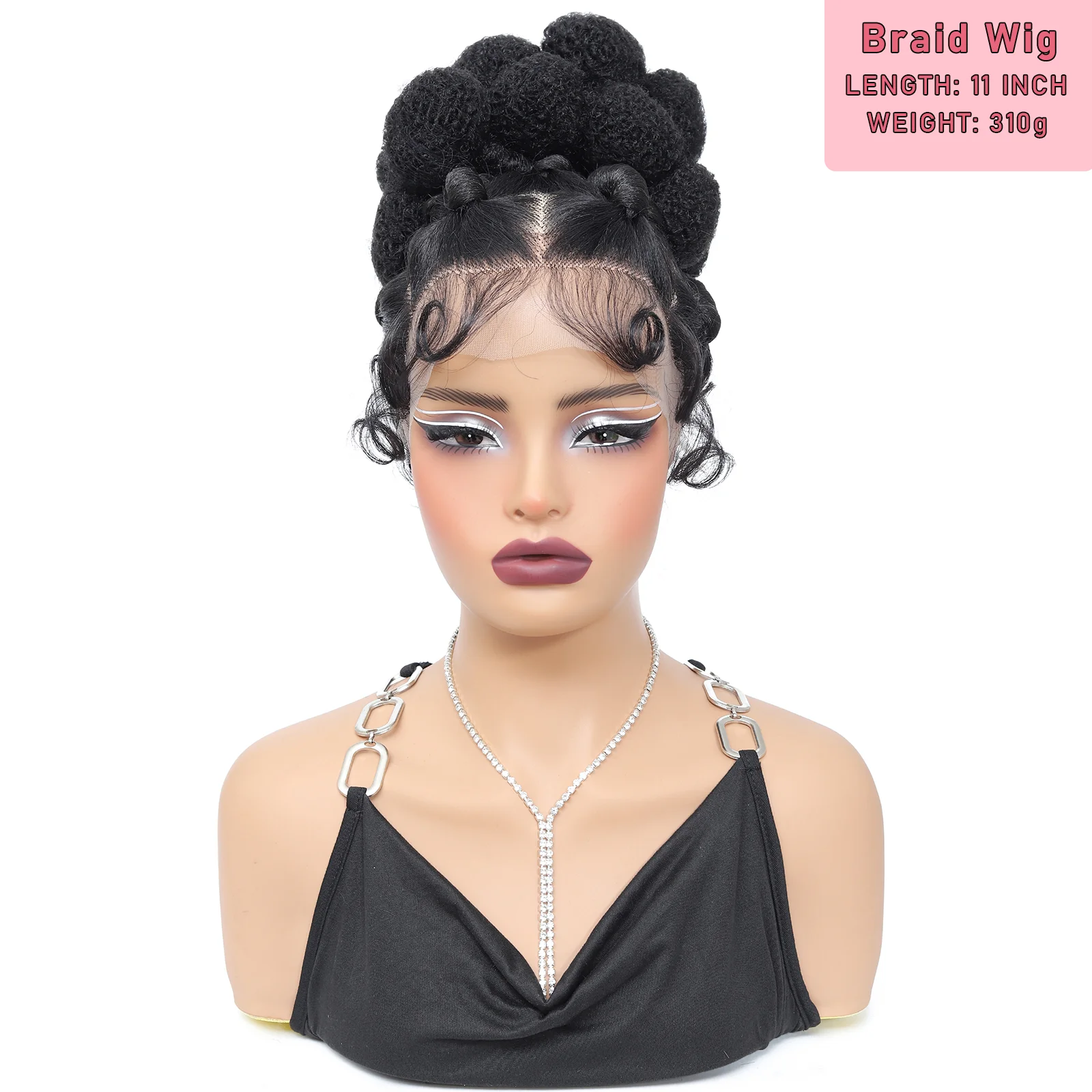Synthetic Bantu Braided Wigs 11 Inches Full Lace Braided Wig with Baby Hair Afro Short Wigs Knotless Box Braids Wigs for Women image 4