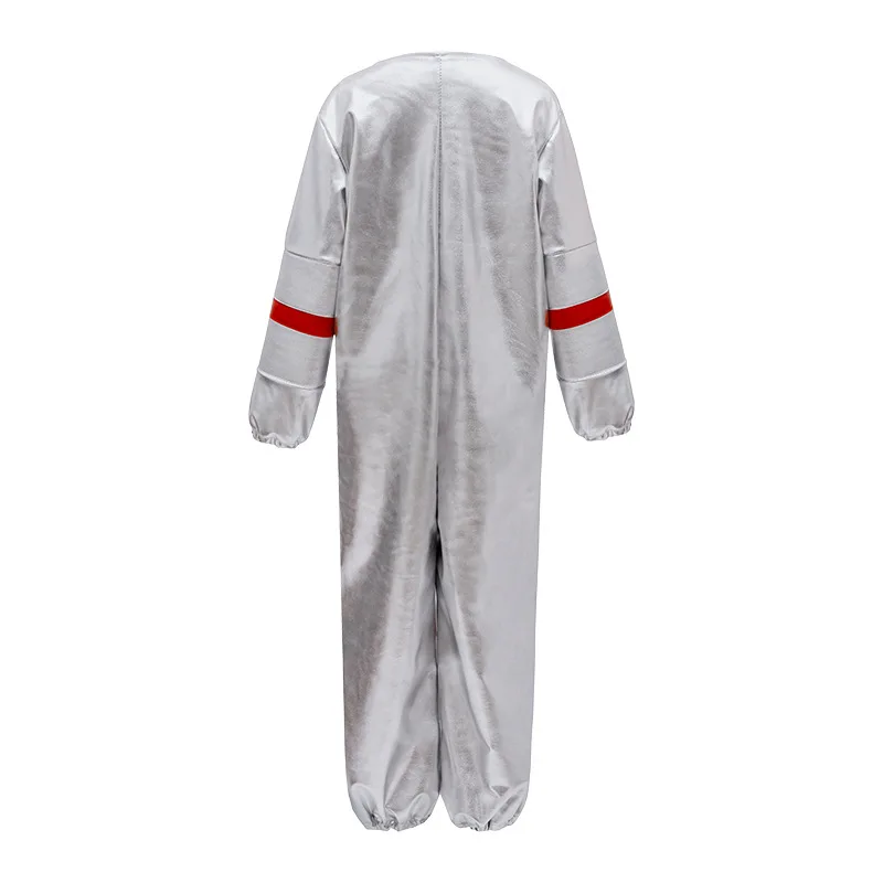 Combinaison Spaceman argentée unisexe avec sac soucieux, costume d'astronome pour enfants, Halloween, filles, garçons