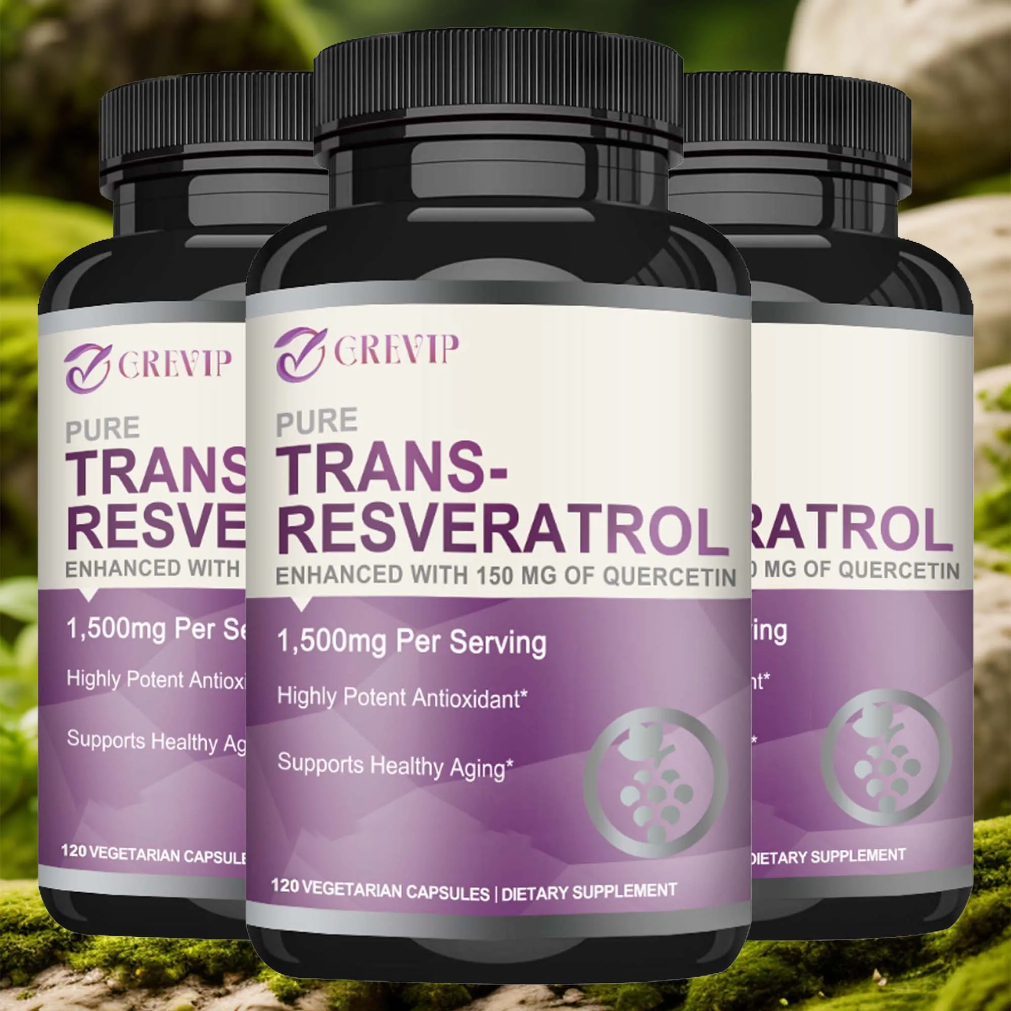 Trans-Resveratrol Supplement - Promotes Joint and Heart Health, Fights Aging, Brain Support - 120 Capsules