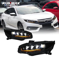 Pair Of Car Headlight Assembly For Honda Civic 2016-2022 LED Flowing Water Flicker Plug and Play Head Lamp DRL Headlights