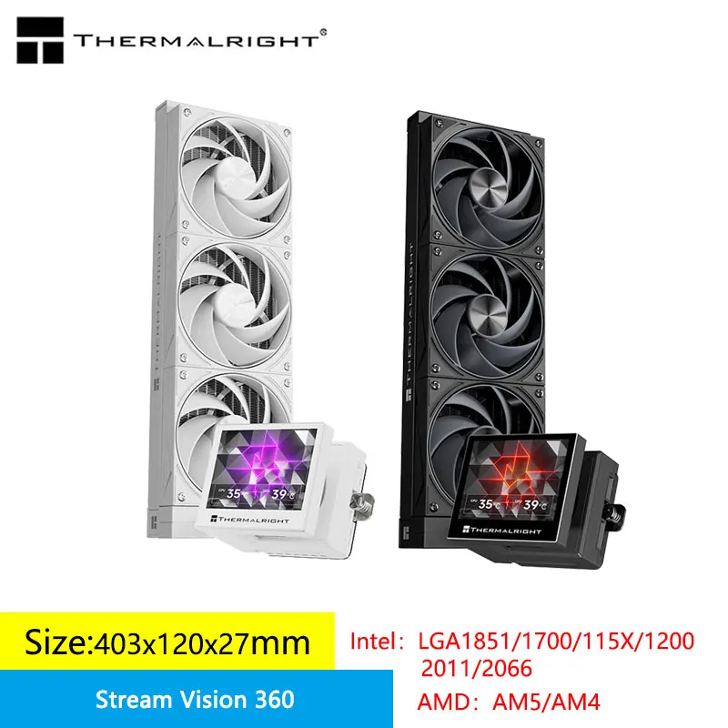 

Thermalright SV 360 Integrated water cooling radiator，Embedded fan/Magnetic/3.5-inch/680x480 resolution LCD screen/LGA1851/1700