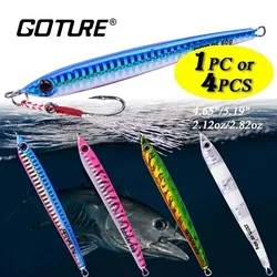 Goture 4pcs/lot Metal Slow Jigging Spoon Lure 60g 80g 100g 150g  Quality Professional Fishing Lure Ocean Jig Spoon Trolling Bait