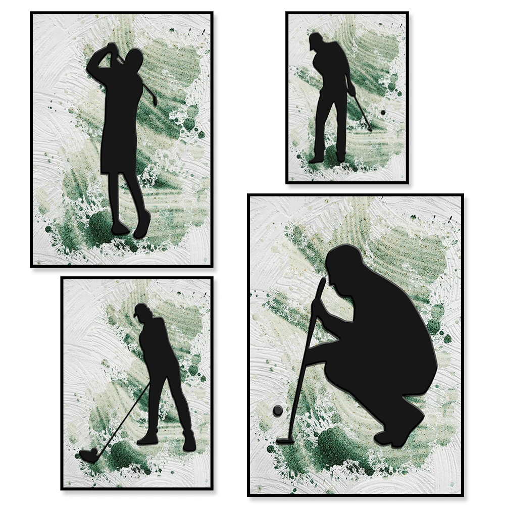 

Golf Art Prints - Abstract Golf Decor Golfer Gift Ideas - Paint Splatter Sports Prints - Golf Club Typographic Posters