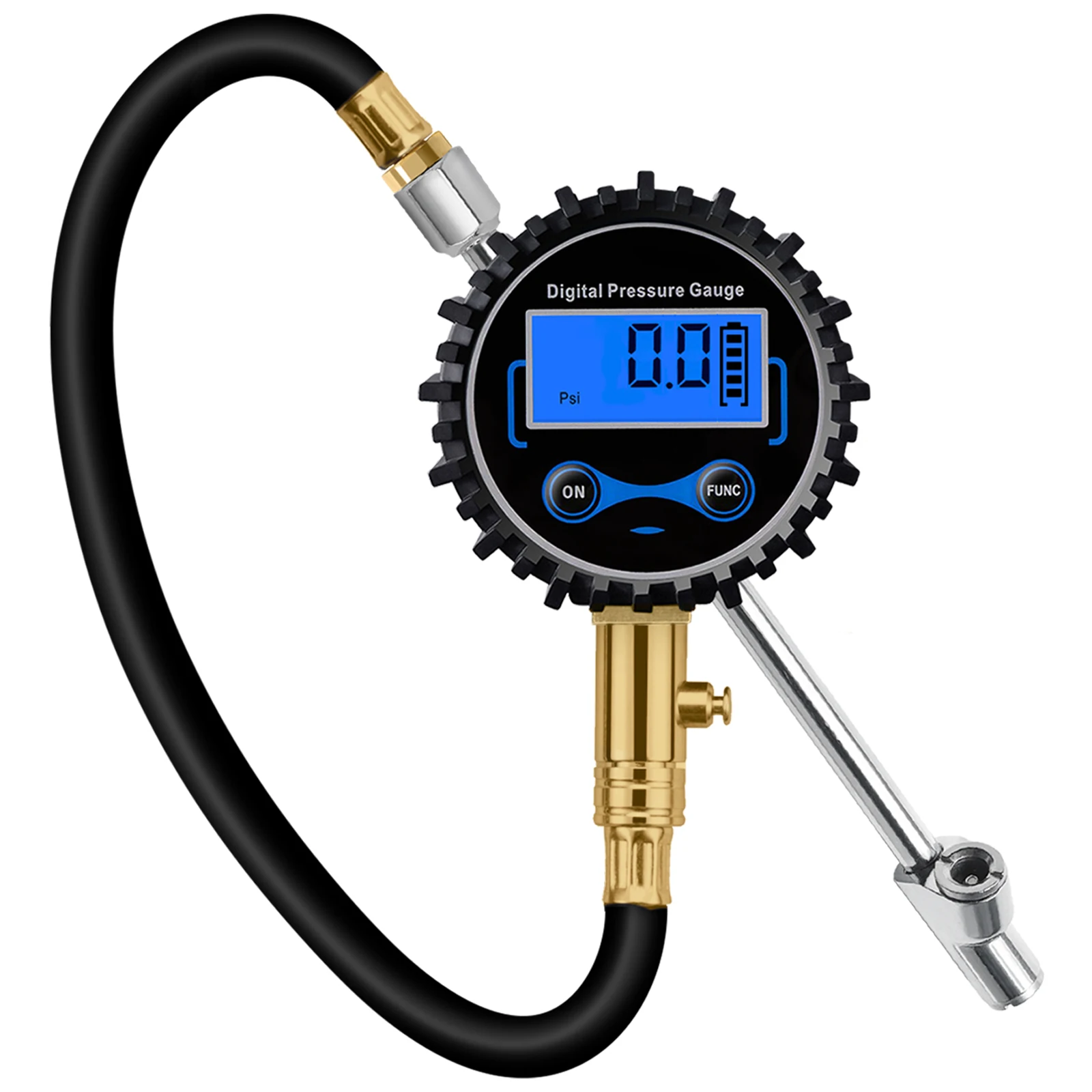 LCD Digital Tire Inflator Pressure Gauge 250PSI Heavy Duty Air Compressor Lock On Air Dual Head Chuck for Cars Trucks Vans