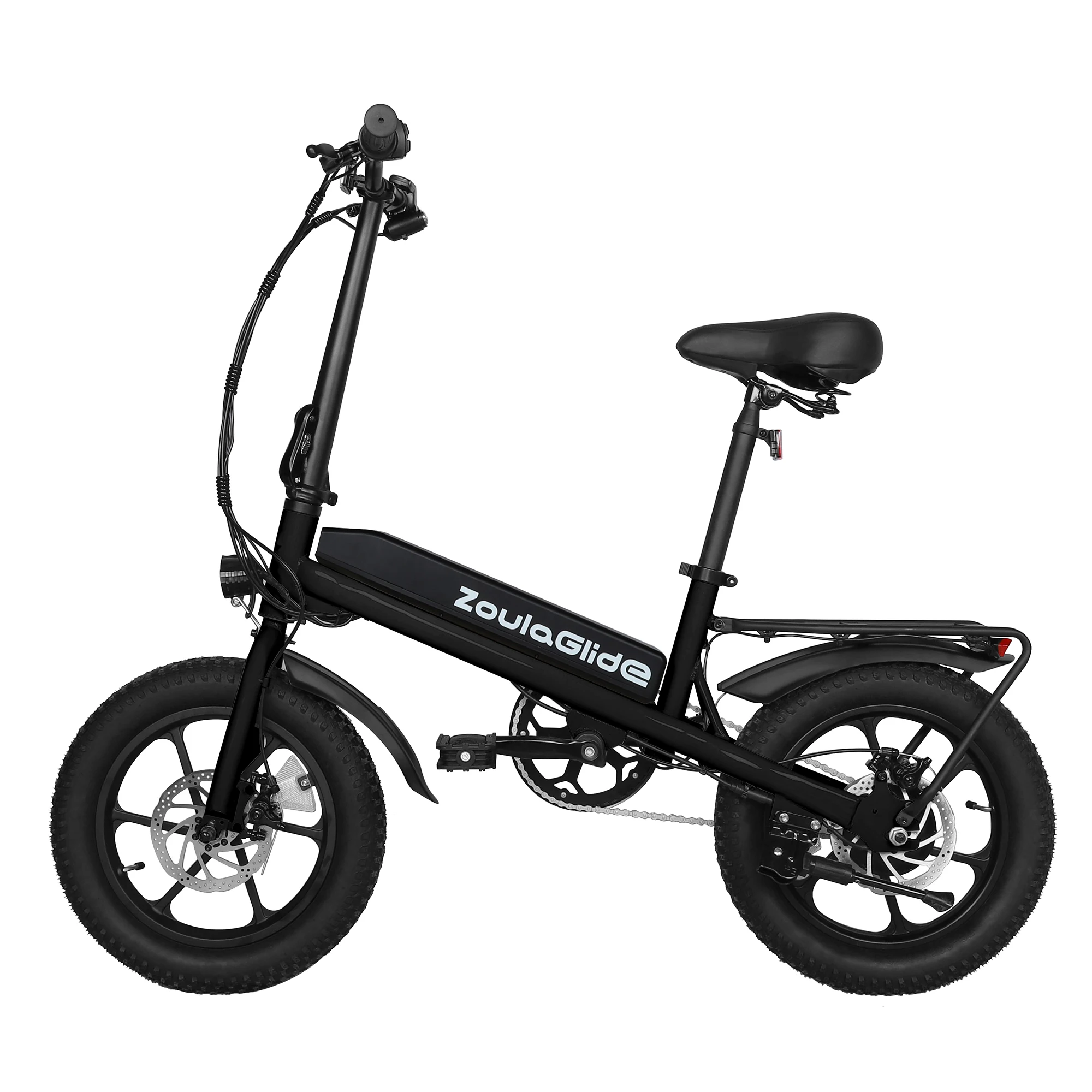 ZoulaGlide Electric Bike with a 350W Brushless Motor, Offering a 36V/7.8AH Removable Battery, 25MPH Dual Disc Brakes, 16-Inch X 3.0-Inch Wide Tires, Adjustable Stem, Foldable, and a Comfy Seat for Adults (Peak 500W).It Weighs 21kg,Has a Range of 30 Miles image 2