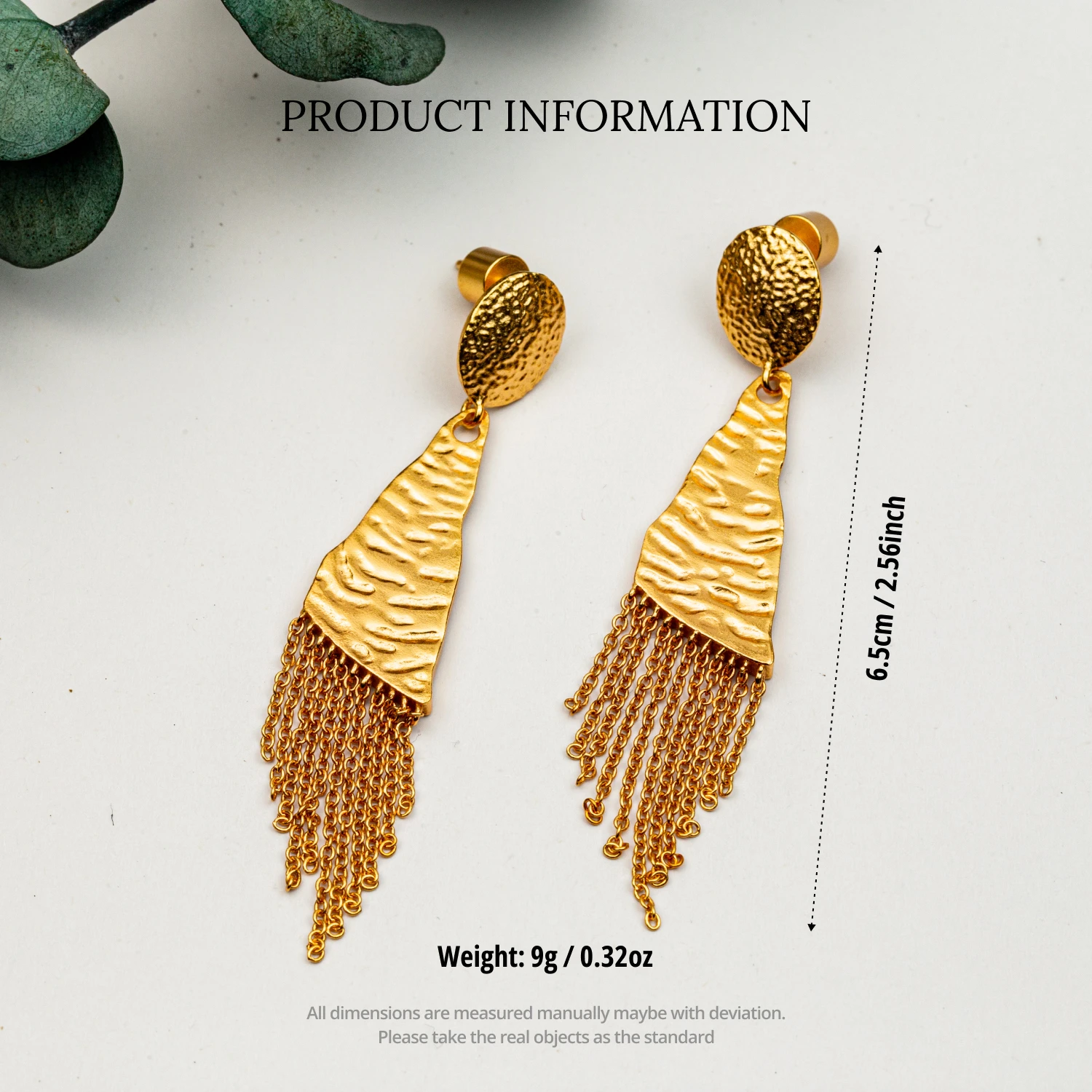YAJUNIEL 24K Real Gold Plated Vintage Geometric Tassel Dangle Earrings for Women Retro Fringe Statement Jewelry Gifts