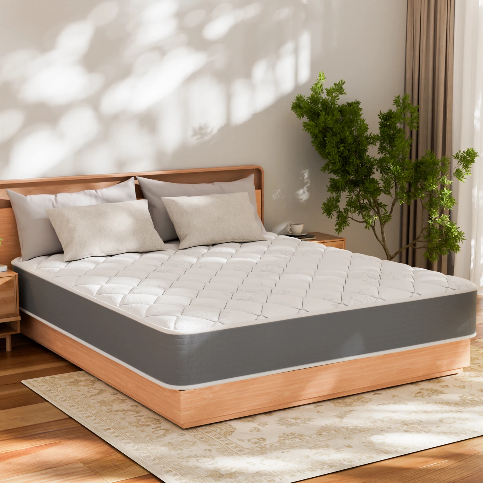 Matelas 7 zones ressorts ensachés, 25 cm, fermeté moyenne, hybride, silencieux, anti-acariens, respirant, doux
