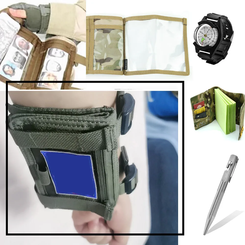 

Tactical Map Pouch Case Documets Holder with Waterproof Notebook Pen Compass ,Case Wrist Map Holder Case Military Arm Pouch
