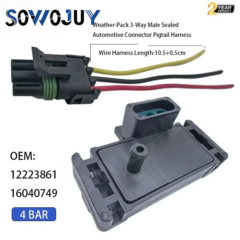 4 Bar MAP Sensor 12223861 Turbo Boost Pressure Deflector For GM Chevy Silverado GMC Sierra LSX LS1 LS3 Pontiac Pontiac G8