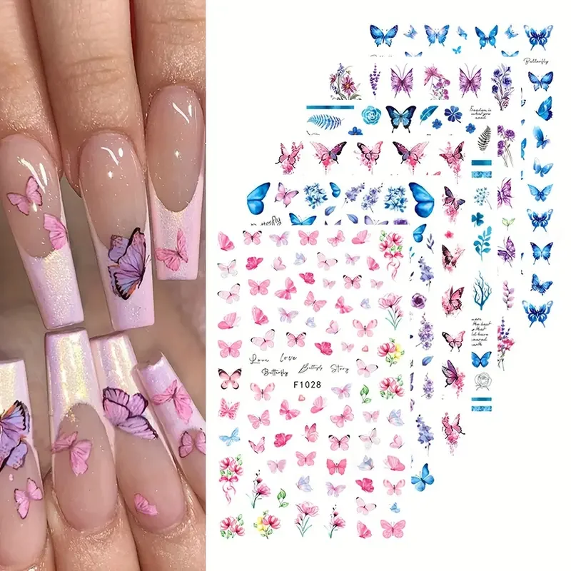 

1PCS Luxury Butterfly Nail Sticker Tulip Flower Stickers For Nails Nail Art Decoration Self-adhesive Abstract Letters stickers