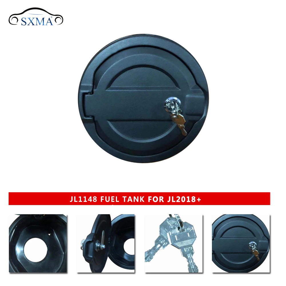 SXMA JL1148 Fuel Tank Cap with Key Gas Tank Cover Petrol Tank Cover Protection for Jeep JL for Wrangler 2018+ Aluminum Alloy