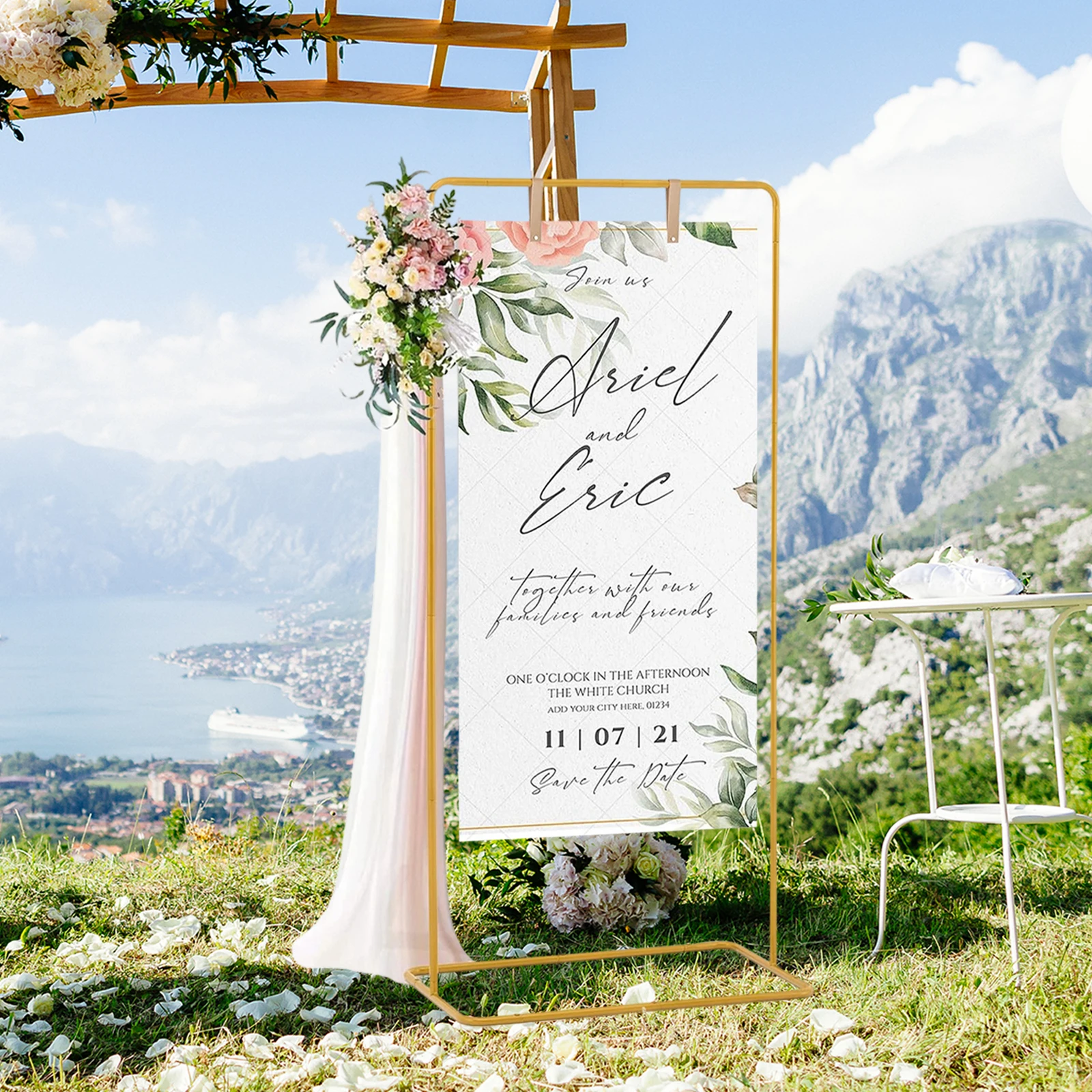 Wedding Sign Holder Welcome Sign Stand Metal Signs Rack Seating Chart Stand Modern Ornament Stable for Party Paintings Wedding