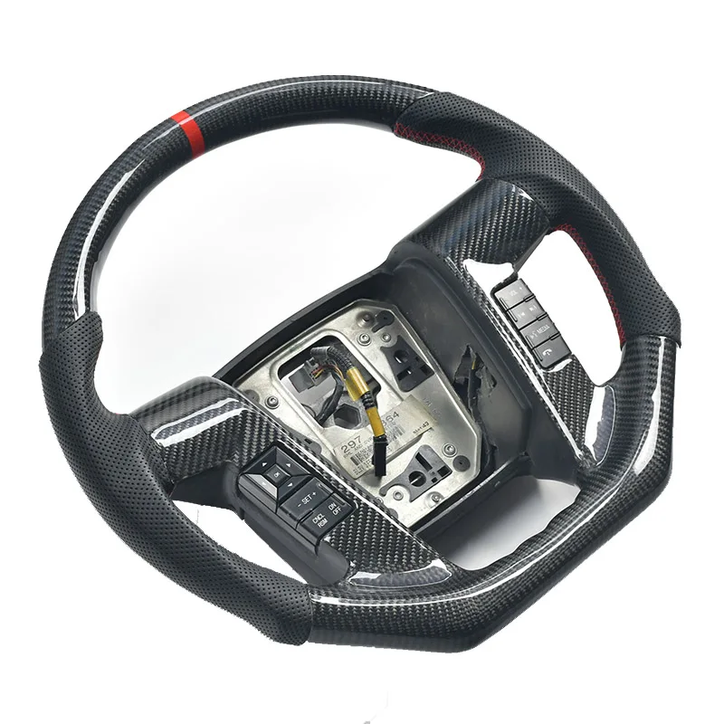 

Светодиодный индивидуальный автомобильный руль из углеродного волокна, перфорированная кожа, подходит для Ford Raptor F150 2012 2013 2014