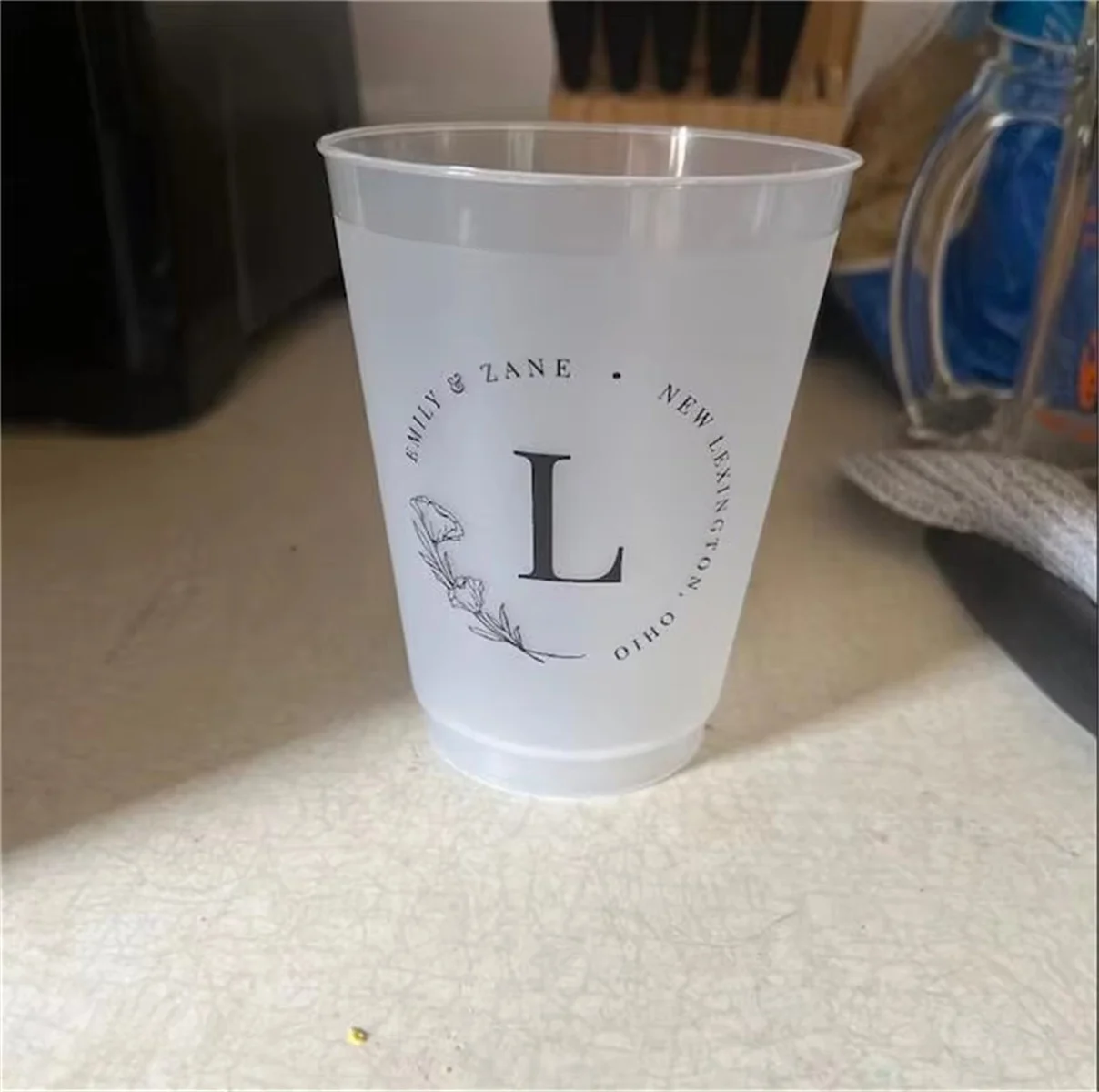 Customized Frosted Shatterproof Flex Cups, Personalized Wedding Favor Cups