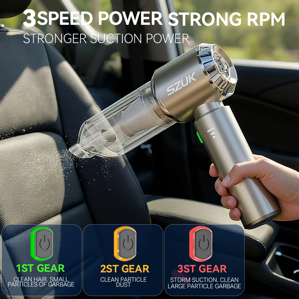 SZUK 985000PA Mini Car Vacuum Cleaner Wireless Handheld Cleaner Cleaning Machine Strong Powerful Portable Vacuum Cleaner for Car