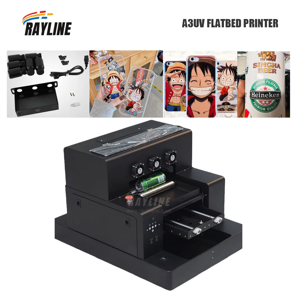 A3 Multifunctional LED UV Flatbed Printer CMYKW+Varnish Phone Case, Glass,Cylinder Bottle Multi-layer Small UV Printer