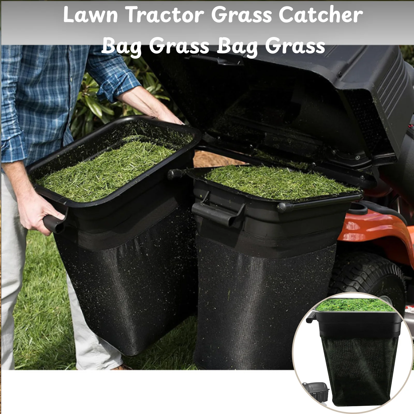 Lawn Tractor Grass Catcher Bag Grass Bag Storage Collection Patio Leaf Bag FarmFor Garden Tractor Gardening Yard Backyard