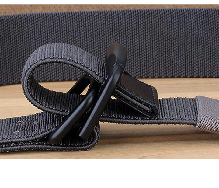 Maikun Double Metal Buckle Belt Elastic Nylon Elastic Men's Trendy Casual Belt Canvas Braided Belt