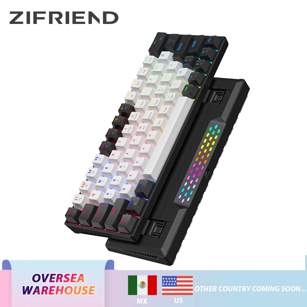 

ZIFRIEND ZA646 Mini Mechanical Keyboard 63 Keys Hot Swappable RGB Backlight Red Blue Switch Wired Gaming Keyboards For PC Gamer