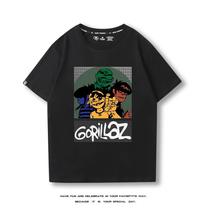 Hot-Selling British Gorillaz Virtual Band T-Shirt Children\'s Summer New Street Rock Hip-Hop Print Versatile Boy And Girl T-Shirt