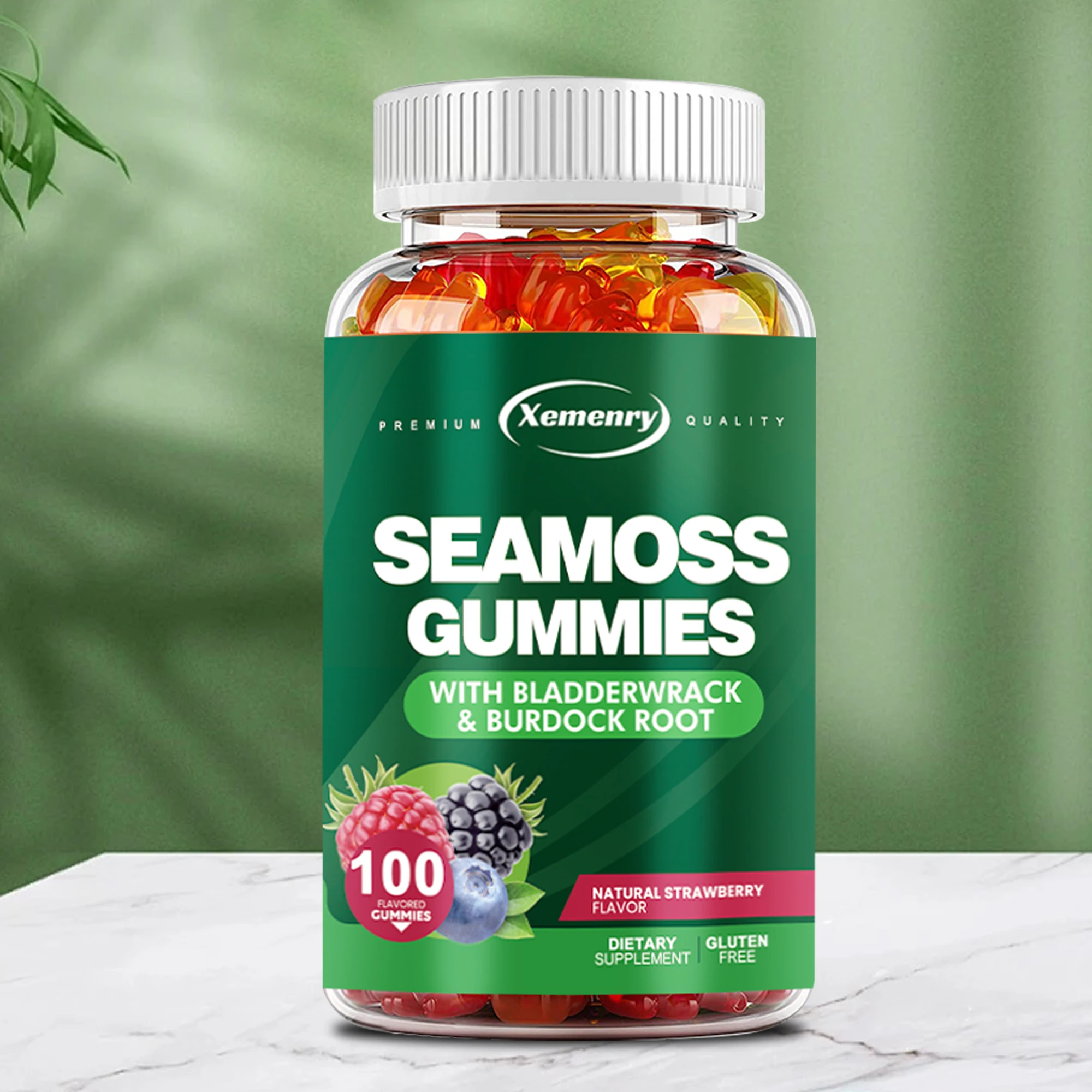 SEAMOSS Gummies - with Bladderwrack, Burdock Root - Immune Health, Healthier Skin & Hair, Detox - 100 Gummies