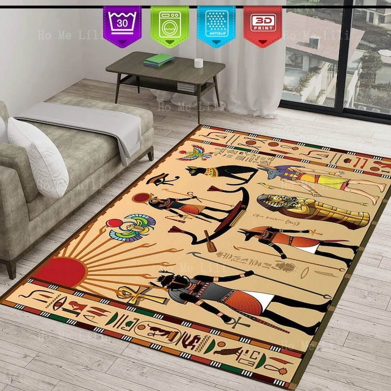 Mummy Egyptian Sun God tutankhamun pattern Incredible Oracle Sages Of Ancient Imhotep Carpet Modern Style Antique Looking Rug