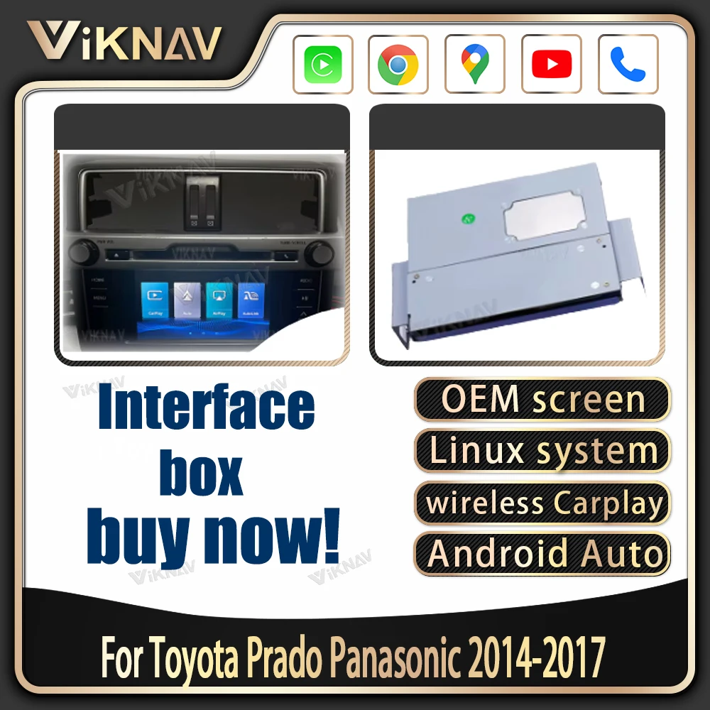 Viknav Linux System OEM Car For Toyota Prado Panasonic 2014-2017 GPS Navigation MuItimedia Wireless CarPlay Android Auto