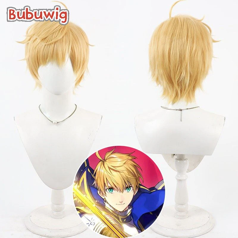 

Bubuwig синтетические волосы Артур Пендрагон косплей парики Судьба Фго Артур Пендрагон прототип 30 см короткий светлый парик термостойкий