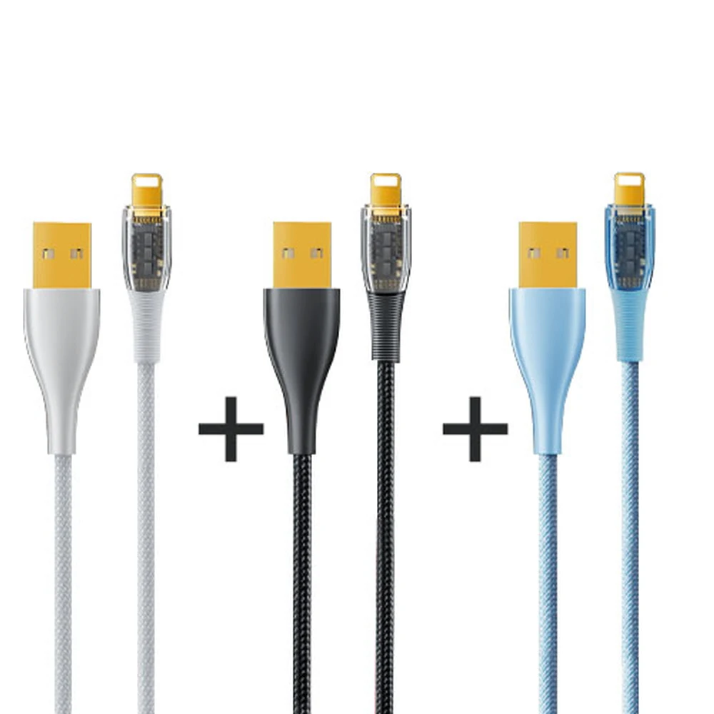 1+1+1 Tyrone Fast Charging Cable USB to 8-Pin / C to C / USB to C / C to 8-Pin / Kink-Proof Advanced iPhone Compatible Bulk Type C 8-Pin 1.2m (3 Pieces)