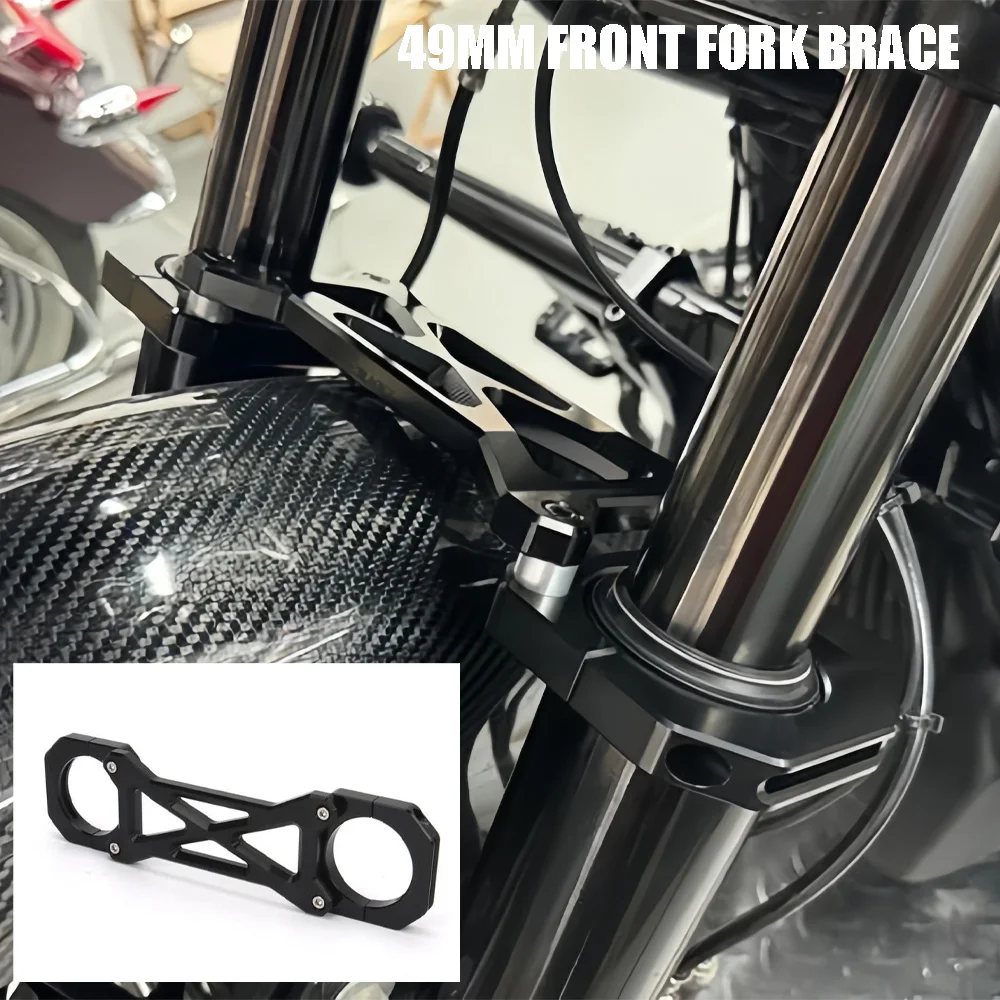 New Accessories CNC Fork Brace Method Black 49mm Front End Fork Brace For Harley Touring Street Glide FLHX 2014-2026  49mm