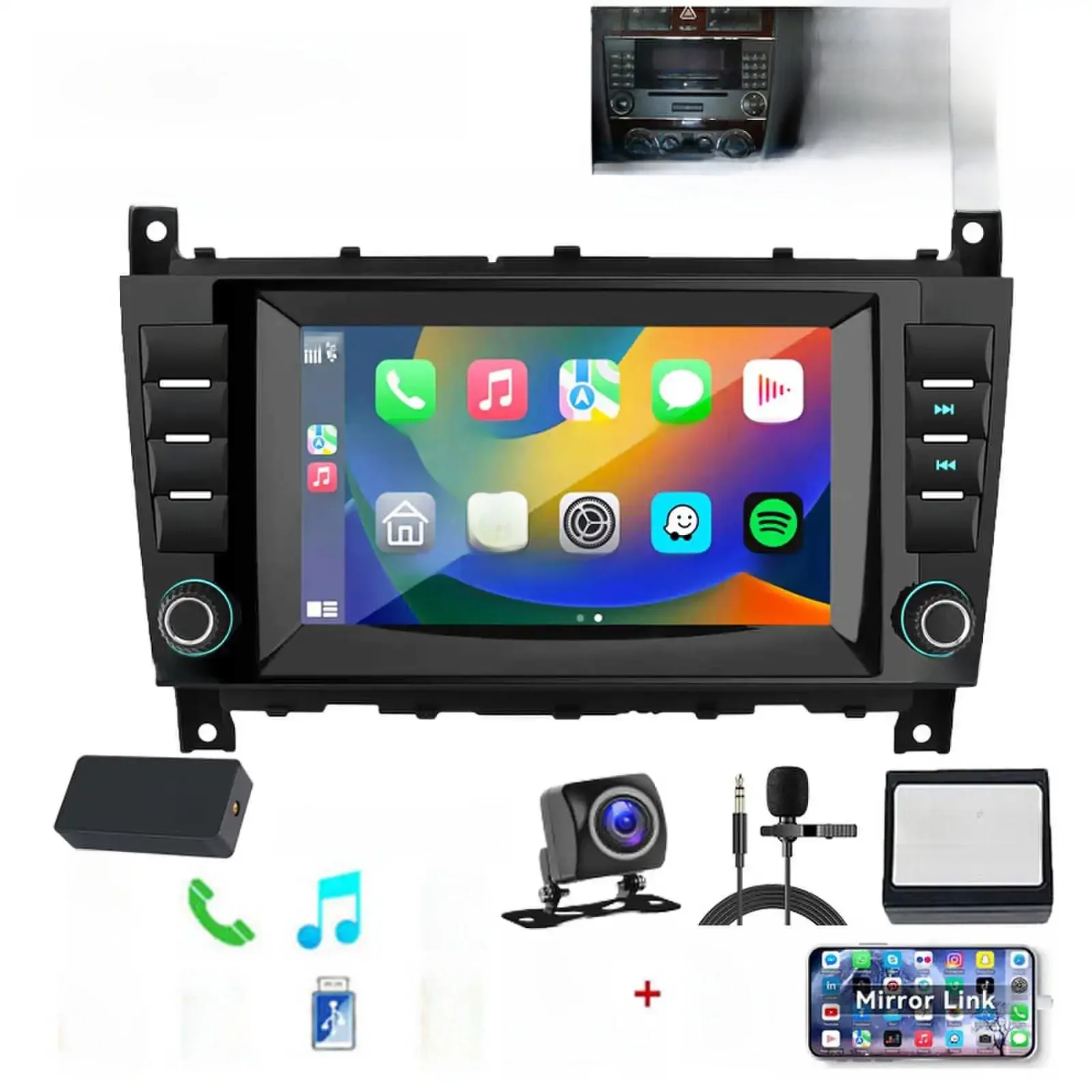 ESSGOO Autoradio 2+32G Bluetooth Android 15met Draadloze CarPlay, Android Auto, RDS, GPS Navi, Camera voor Mercedes Benz C/CLC Klasse W203, W209. Complete Multimedia-oplossing voor jouw Auto. - afbeelding 2