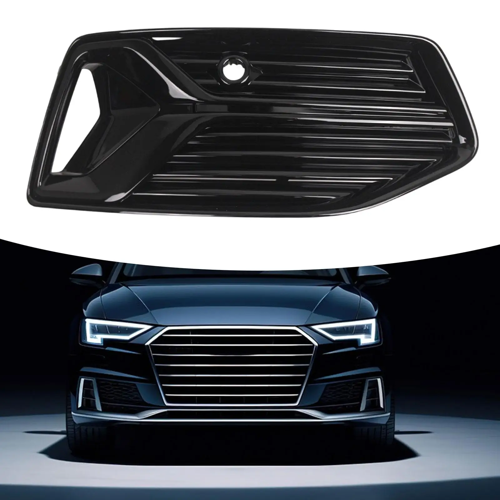 Fog Light Grille Lower Bumper Grill Foglight Vent Directly Replace Front Lower Grille for Audi A6 C8 2019-2023 Glossy Black - view 3