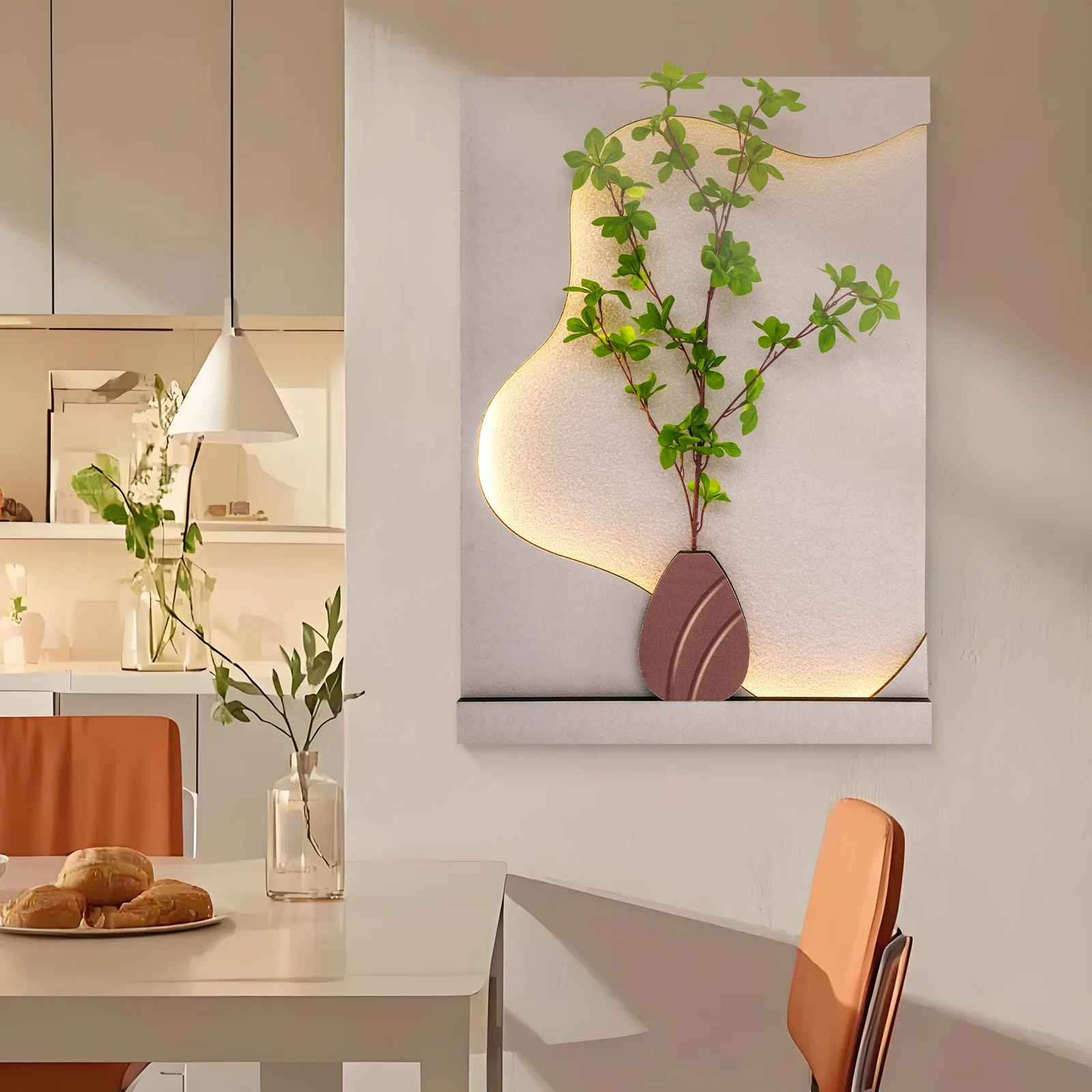 لوحة فنية جدارية من الحجر الرملي مع ضوء LED وجهاز تحكم عن بعد، نمط زهرة ثلاثي الأبعاد مصنوع يدويًا لغرفة المعيشة وغرفة النوم، ديكور المكتب المنزلي