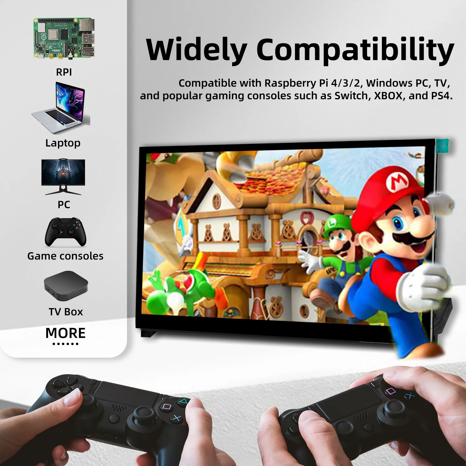 10.1 inch Capacitive Touchscreen,IPS 1024×600, Dual Built-in Speakers, HDMI Monitor Compatible with Raspberry Pi