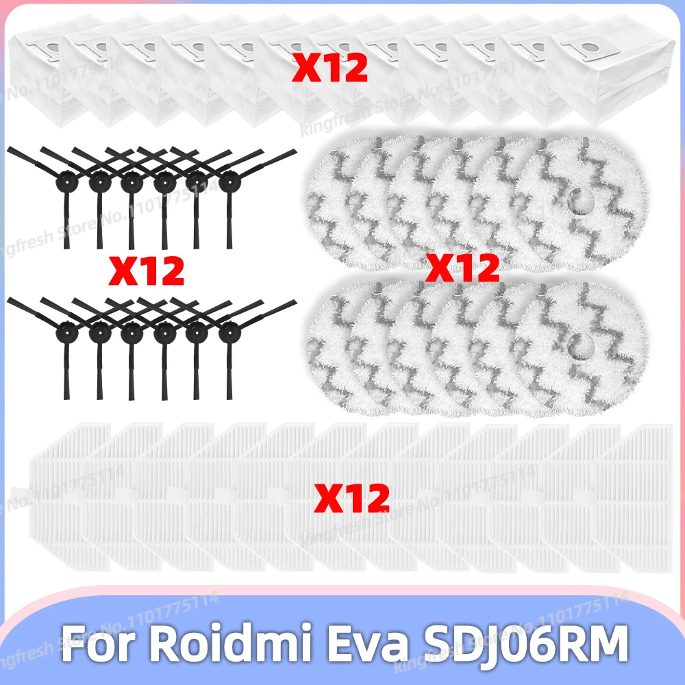 Подходит для Xiaomi Roidmi Eva SDJ06RM Запчасти для пылесоса Фильтр Hepa Боковая щетка Тряпка для швабры Мешок для пыли Аксессуары для замены