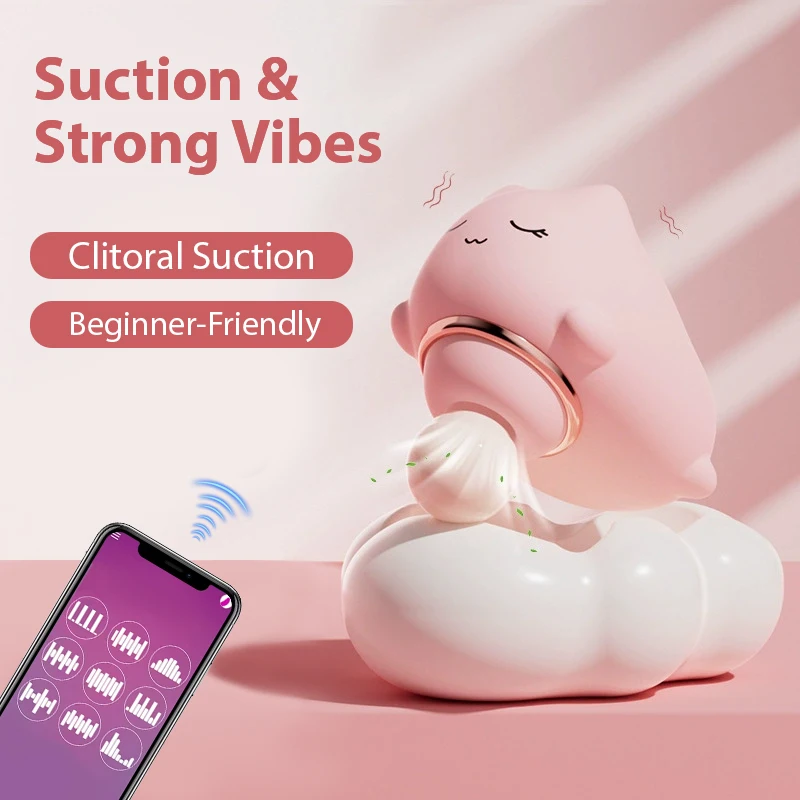 Cute Suction Vibrator USB Rechargeable Silicone Remote Control Powerful Shock Clit Massager Adult Sex Toys 18+