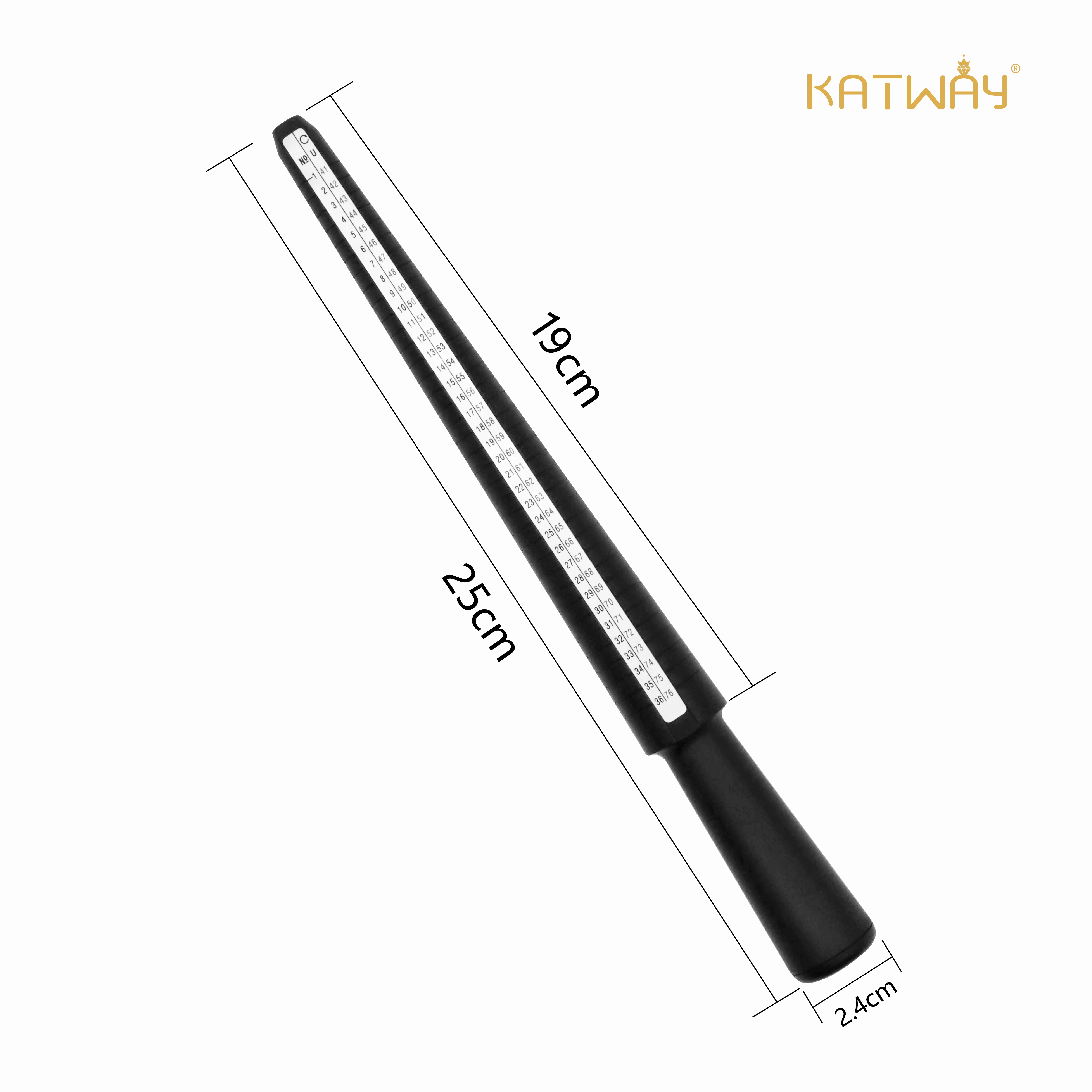 KATWAY Professional Ring Sizer Measuring Gauge Mandrel Stick Finger Tool For Jewelry Making UK/US Size For DIY Tools Set