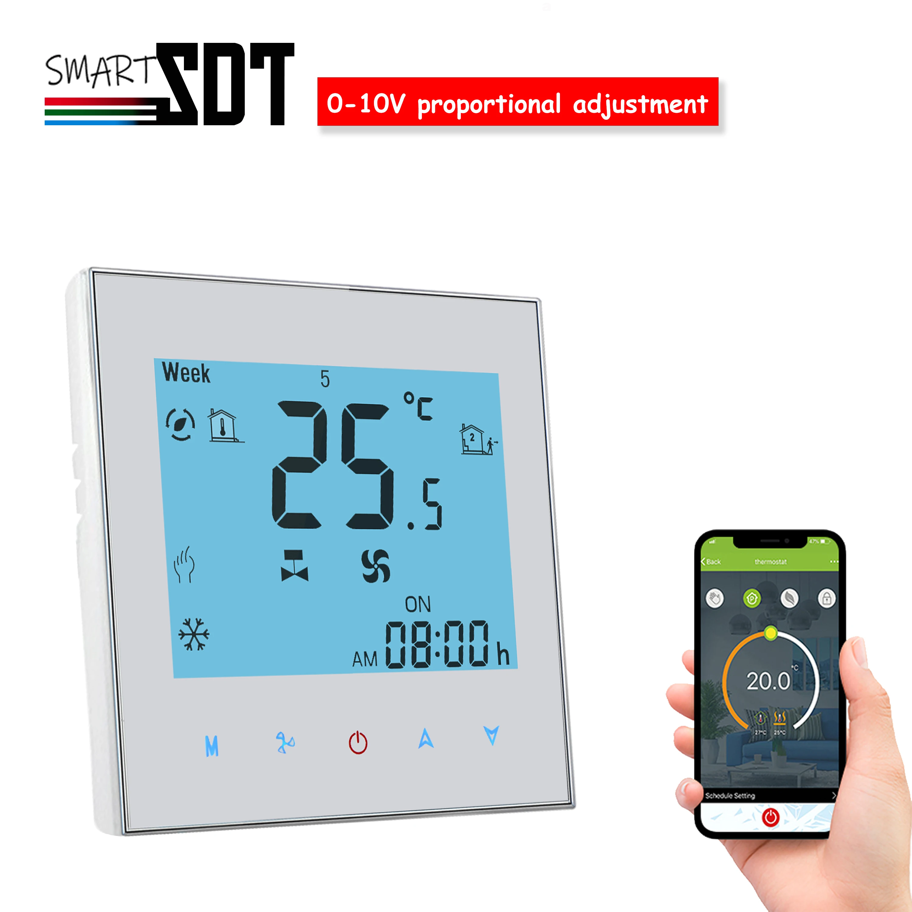 Valvola modulante 0-10V/termostato ventola Modbus e controllo connessione WIFI RS485 sistema di ventilazione domestica che regola freddo e caldo