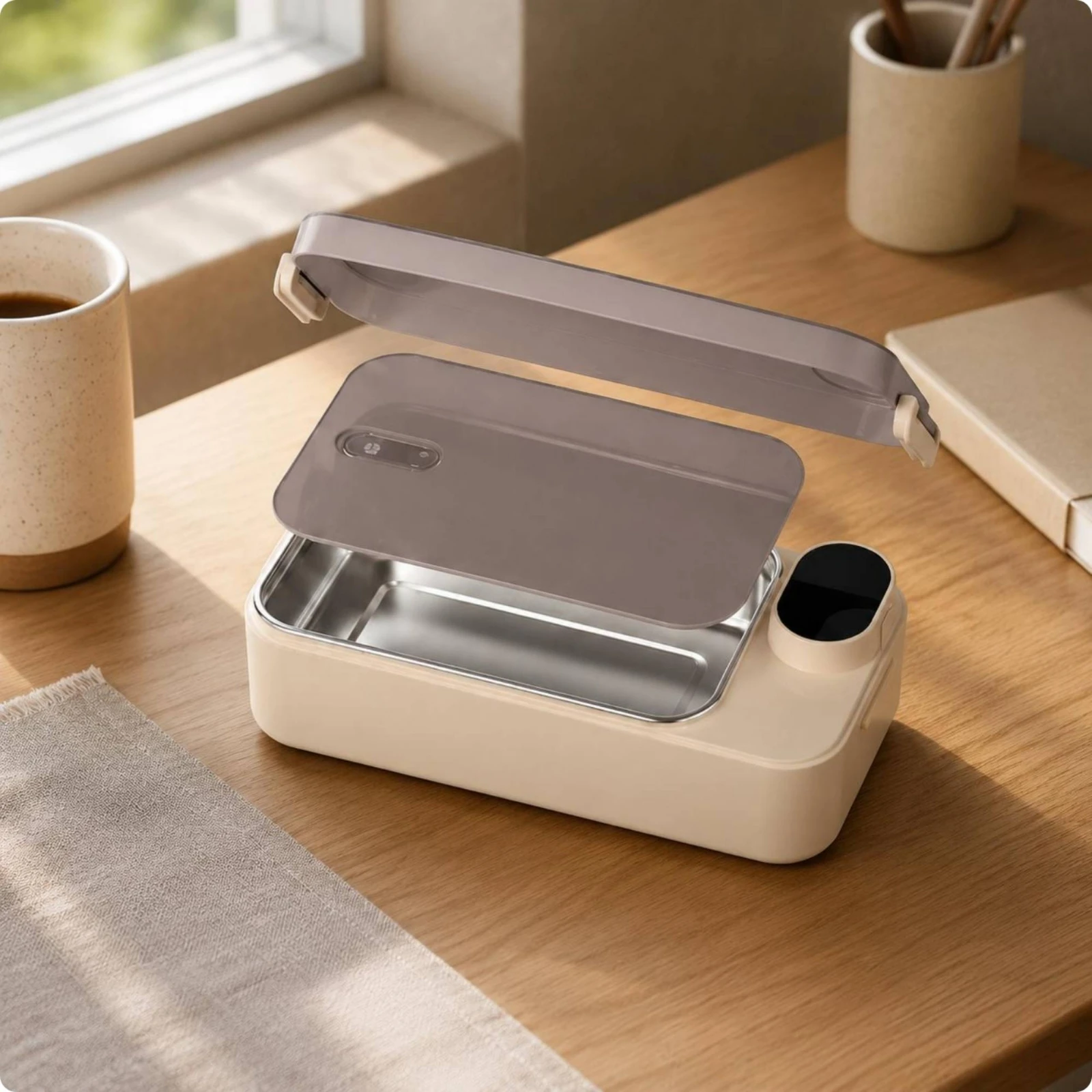 Rechargeable Heated Lunch Box 304 Stainless Steel Electric Food Warmer Portable Keep Warm for Office Workers Students Commuting