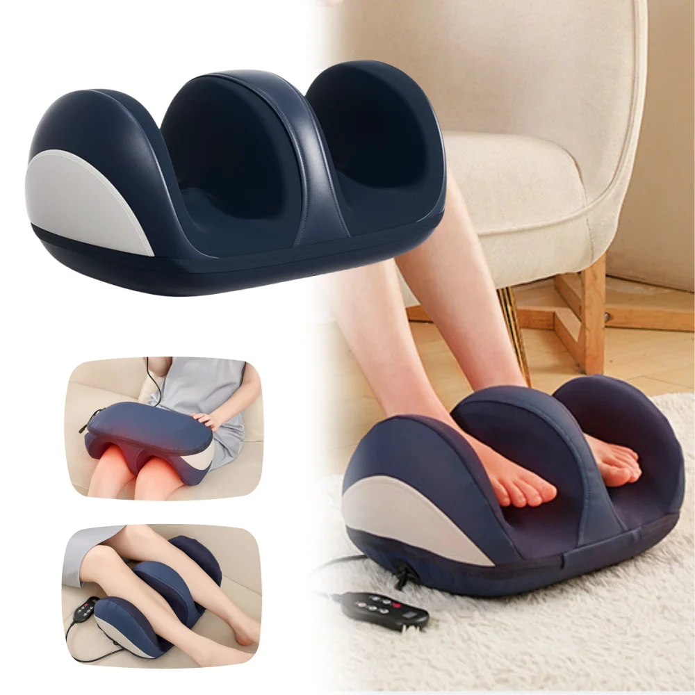 Electric Foot Massager Hot Compression Shiatsu Kneading Leg Roller Muscle Helps Relief Foot Stress Heel Fatigue Massage Relaxing