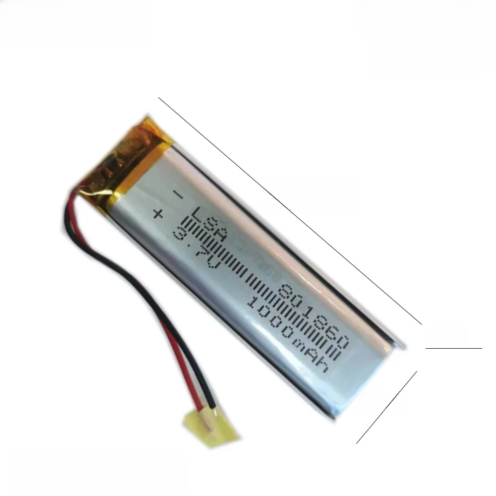 1-12pcs  801860 3.7V Li polymer lithium battery manufacturers 1000mAh Li-ion Cell For Sex products LED strip atomizer