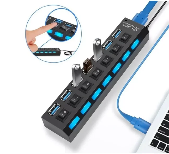 2.0 - 7 Ports Pc Hd External Pendrive Usb Ruler Hub Extension