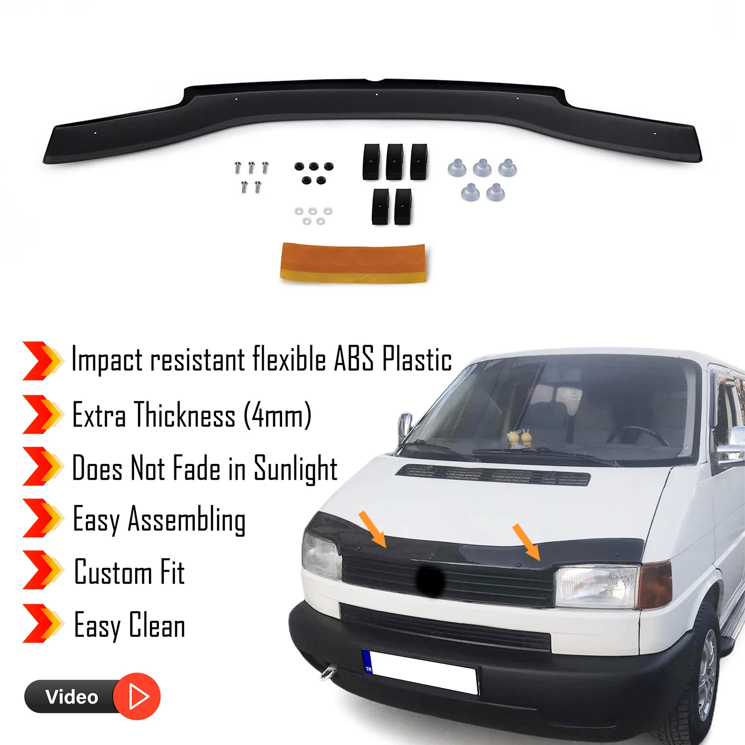 

Hood Deflector Guard for Volkswagen T4 (1995-2003) Bug Shield Bonnet Protector / 4 mm thickness and ultra-durable material