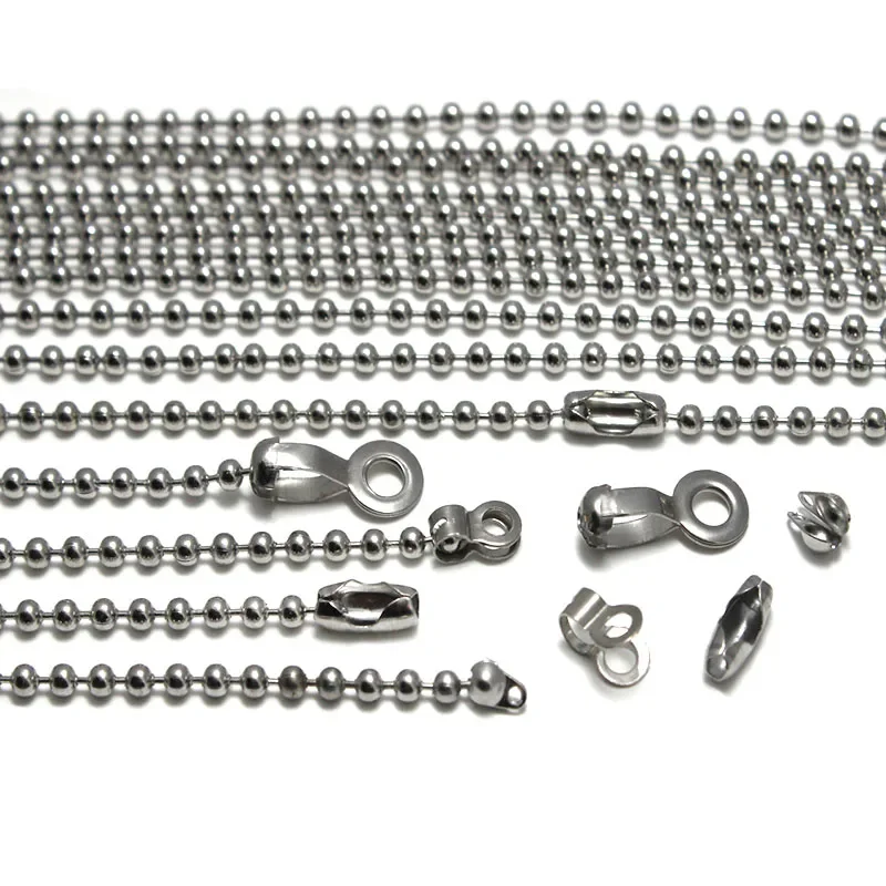 1.5 2.4 10 mm Łańcuchy z kulkami ze stali nierdzewnej i łączniki zbiorcze do tworzenia biżuterii Pasują do naszyjników DIY Brelok do kluczy Akcesoria — zdjęcie 2
