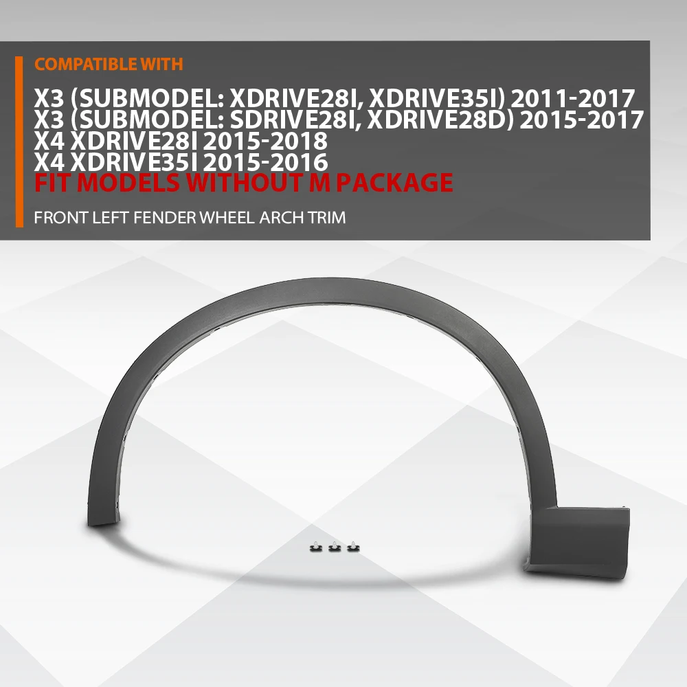 

Crossdesign Front Driver Side Fender Trim Molding Bm1290108 Fit for 2011-2017 Bmw X3 2015-18 X4 51777210081 Bm1290108 Epdm Pp
