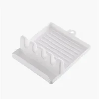 1Pc Paint Brush Rest Holder White Plastic 4 Slots Paintings Brushes Rests Drip Tray Pad for Watercolor Oil Acrylic Painting 6