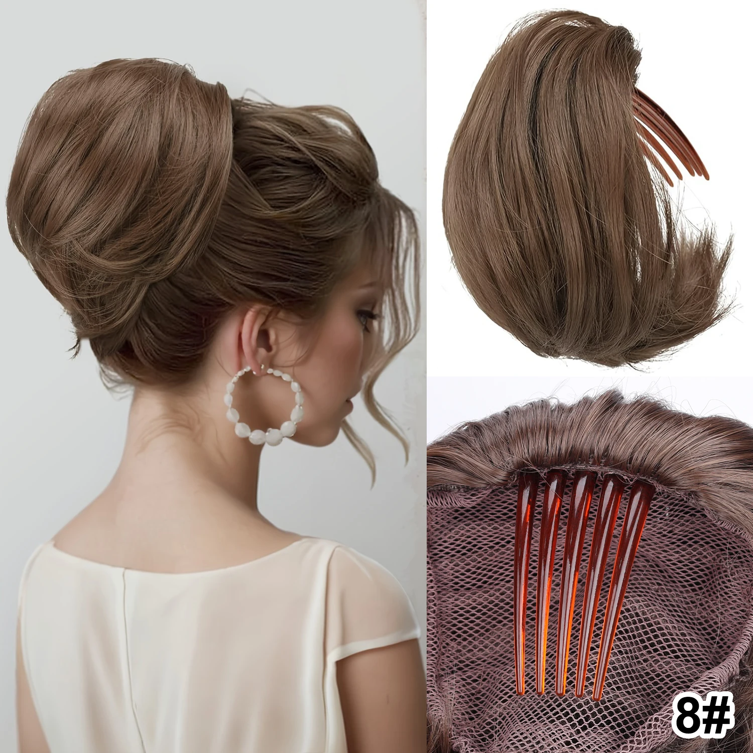 

Synthetic Hair Bun Hairpiece Short Ponytail With comb clip With elastic drawstring Hair accessories suitable for women's use