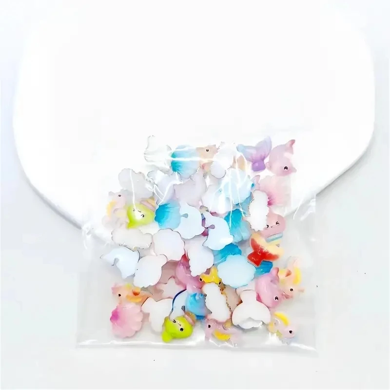 50pcs Cute Mini Kawaii Cartoon Nail Charms Ocean Series Nails Accessories Starfish Seashell Resin 3D Nail Art Decorations Parts